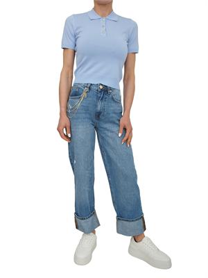 Jeans Fracomina in denim blu medio con catena e risvolto in DONNA