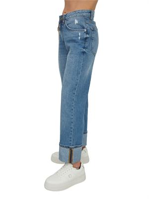 Jeans Fracomina in denim blu medio con catena e risvolto in DONNA