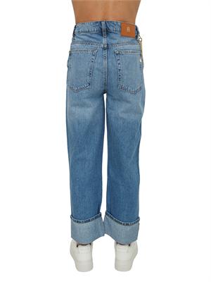 Jeans Fracomina in denim blu medio con catena e risvolto in DONNA