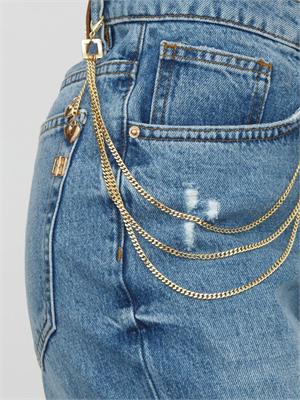 Jeans Fracomina in denim blu medio con catena e risvolto in DONNA