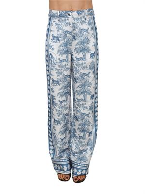 Pantalone Fracomina in tessuto stampa esotica blu in DONNA