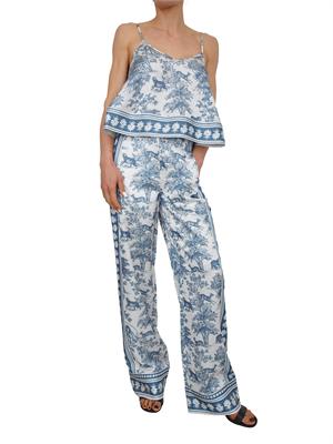 Pantalone Fracomina in tessuto stampa esotica blu in DONNA