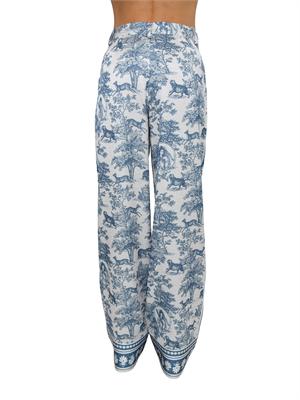 Pantalone Fracomina in tessuto stampa esotica blu in DONNA