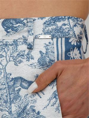 Pantalone Fracomina in tessuto stampa esotica blu in DONNA