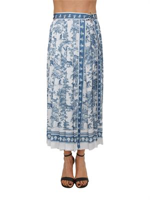 Gonna midi Fracomina in tessuto stampa esotica blu in DONNA