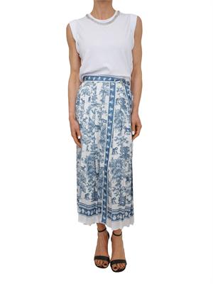 Gonna midi Fracomina in tessuto stampa esotica blu in DONNA