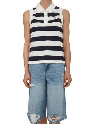 Polo smanicata Fracomina in misto cotone a righe blu in DONNA