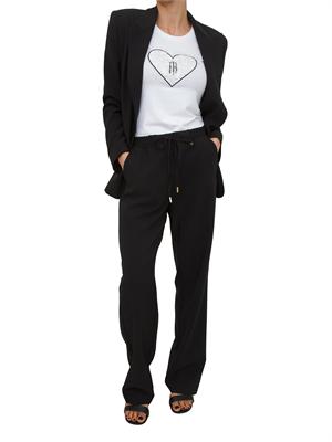 T-shirt bianca Fracomina in cotone con ricamo e strass logo a cuore in DONNA