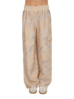 Pantaloni jogger Liu Jo donna in organza jacquard beige in DONNA