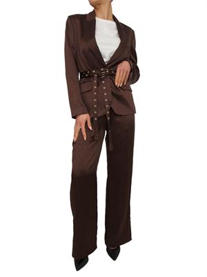 Pantaloni Liu Jo donna in raso wrinkle marrone in DONNA