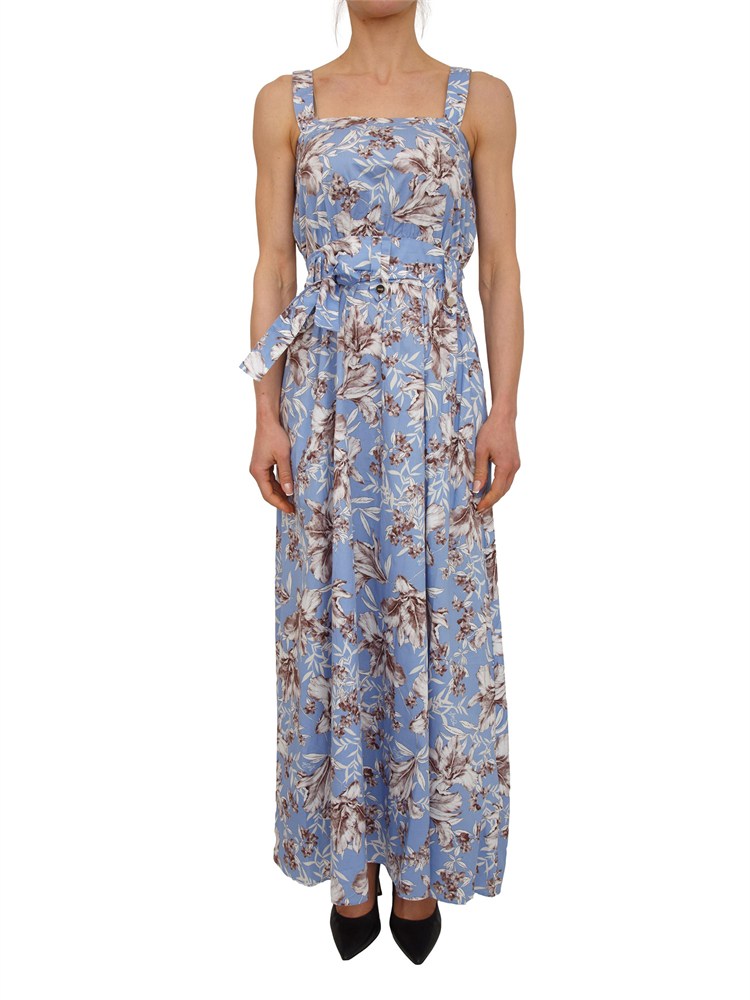 Abito lungo Liu Jo in puro cotone azzurro stampa fiori