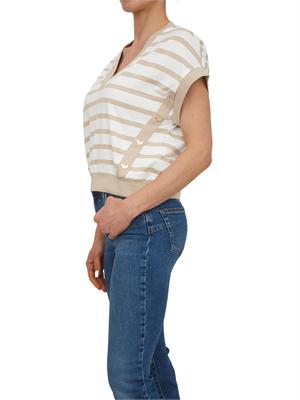 Maglia Liu Jo in interlock beige a righe ed inserti oro in DONNA