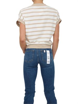 Maglia Liu Jo in interlock beige a righe ed inserti oro in DONNA