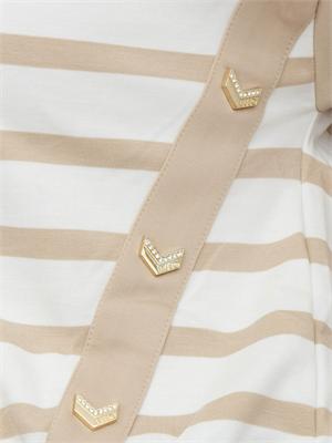 Maglia Liu Jo in interlock beige a righe ed inserti oro in DONNA