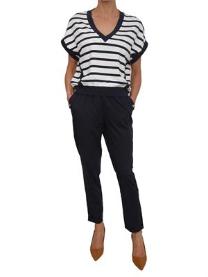 Maglia Liu Jo in interlock blu a righe ed inserti oro in DONNA