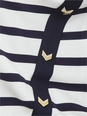 Maglia Liu Jo in interlock blu a righe ed inserti oro in DONNA