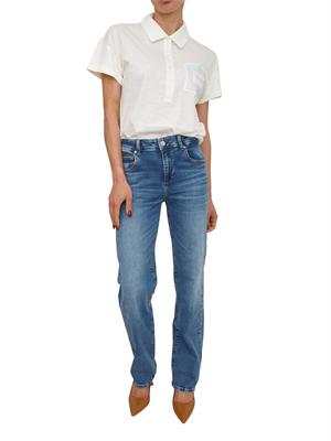 Polo Liu Jo donna in cotone bianco con tasca strass in DONNA