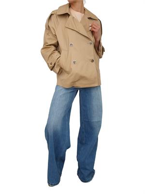 TWIN-SET Caban doppiopetto Twinset in gabardina di cotone beige in DONNA