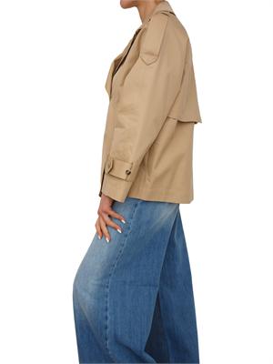 TWIN-SET Caban doppiopetto Twinset in gabardina di cotone beige in DONNA