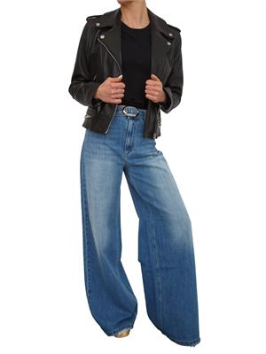 TWIN-SET Giubbino in pelle nero Twinset modello chiodo in DONNA