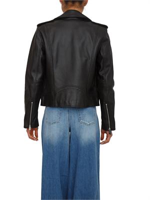 TWIN-SET Giubbino in pelle nero Twinset modello chiodo in DONNA