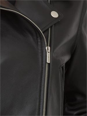 TWIN-SET Giubbino in pelle nero Twinset modello chiodo in DONNA