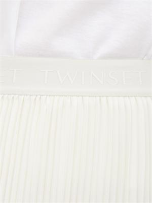 TWIN-SET Gonna lunga Twinset in crêpe de Chine plissÉ bianca in DONNA