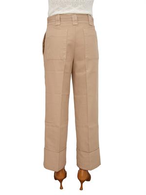 TWIN-SET Pantaloni Twinset in cotone beige con cintura in DONNA