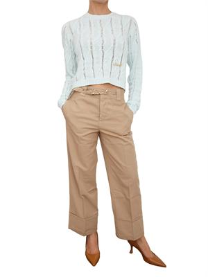 TWIN-SET Maglia Twinset in misto cotone trecce traforate acquamarina in DONNA