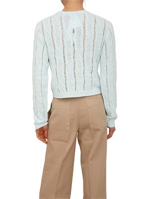 TWIN-SET Maglia Twinset in misto cotone trecce traforate acquamarina in DONNA