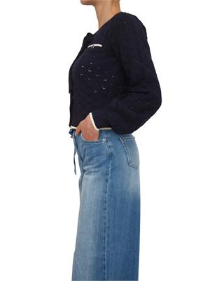 TWIN-SET Cardigan coreana Twinset in maglia di viscosa blu in DONNA