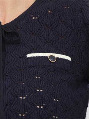 TWIN-SET Cardigan coreana Twinset in maglia di viscosa blu in DONNA