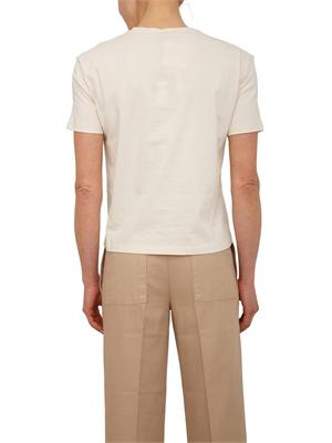 TWIN-SET T-shirt Twinset in cotone avorio ricamo fiore in DONNA