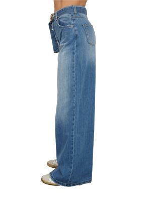 TWIN-SET Jeans Twinset in denim di cotone blu medio con cintura in DONNA