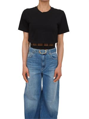 TWIN-SET T-shirt Twinset in cotone nero con bustier in DONNA