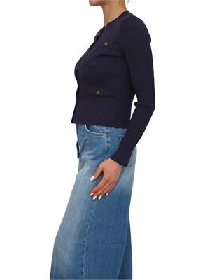 TWIN-SET Cardigan Twinset in misto viscosa blu bottoni logati in DONNA