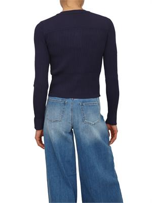 TWIN-SET Cardigan Twinset in misto viscosa blu bottoni logati in DONNA
