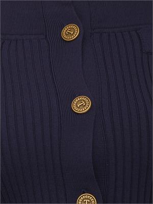 TWIN-SET Cardigan Twinset in misto viscosa blu bottoni logati in DONNA