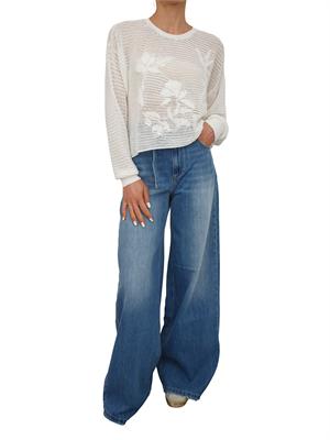 TWIN-SET Maglia Twinset in misto cotone bianco panna a rete in DONNA