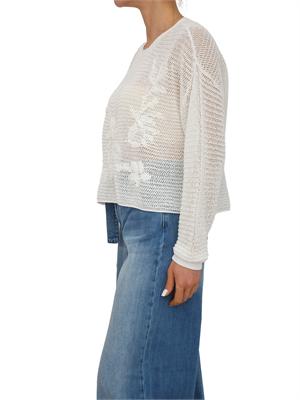 TWIN-SET Maglia Twinset in misto cotone bianco panna a rete in DONNA