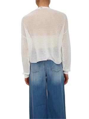 TWIN-SET Maglia Twinset in misto cotone bianco panna a rete in DONNA