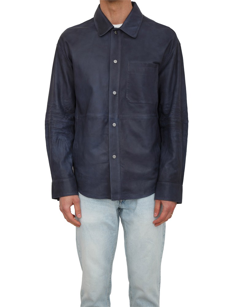 Camicia giacca Peuterey uomo in pelle blu