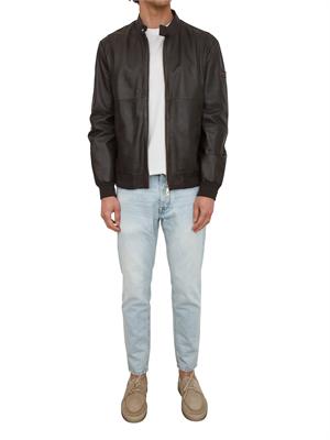 Giubbino bomber Peuterey uomo in pelle marrone in UOMO