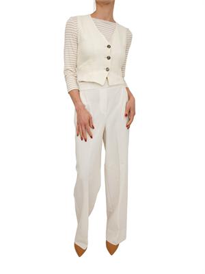 Pantaloni Angolo Emme Marella in viscosa avorio in DONNA