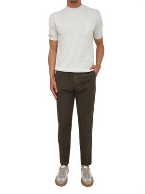 Pantaloni PT Torino in herringbone di cotone e lino marrone in UOMO
