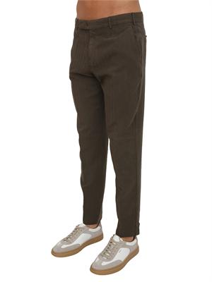 Pantaloni PT Torino in herringbone di cotone e lino marrone in UOMO