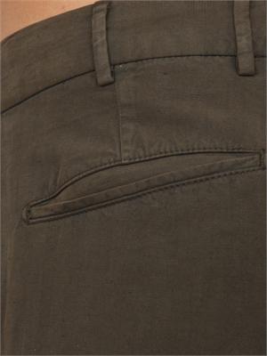 Pantaloni PT Torino in herringbone di cotone e lino marrone in UOMO