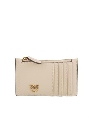 Porta carte di credito Pinko in pelle beige in DONNA