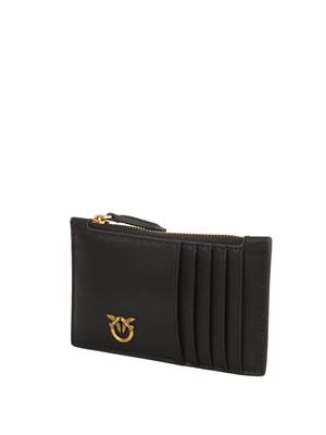 Porta carte di credito Pinko in pelle nera in DONNA