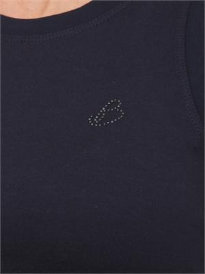 Canotta Blugirl in cotone blu con logo strass in DONNA